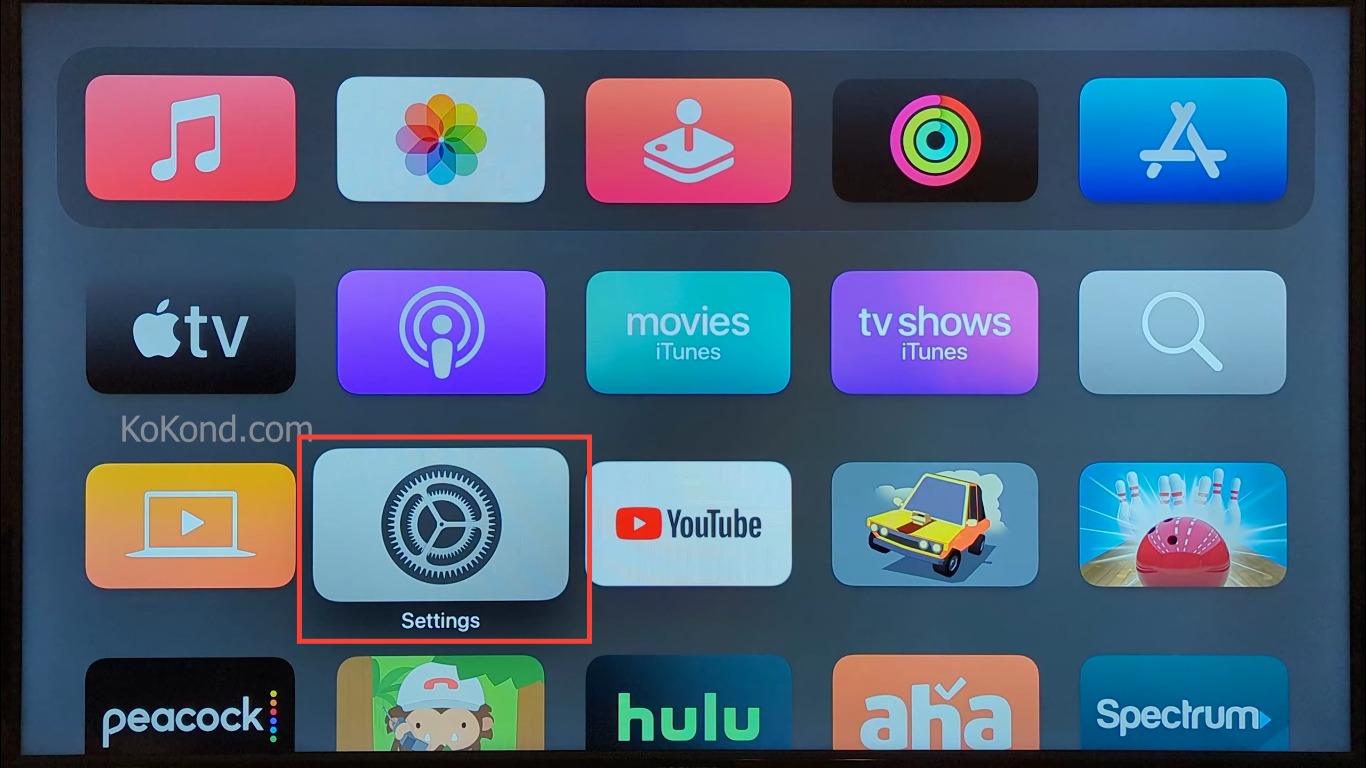 Step 1: Tap on Settings on Your Apple TV Homescreen